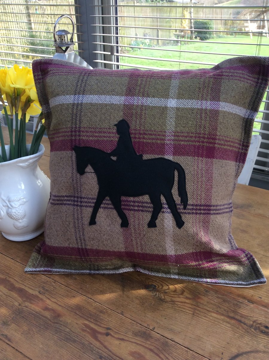 Horse Rider Balmoral Heather Tartan Cushion Cover made to fit 18" infill 