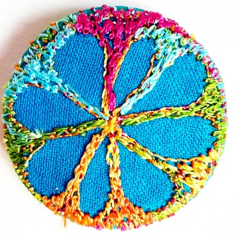 Buttons 1 inch button Hand Dyed Silks and Cottons Free Machine Embroidery Button