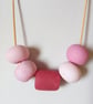 PINK CHUNKY POLYMER CLAY NECKLACE - HOLIDAY JEWELLERY -  FREE SHIPPING  - Image 4