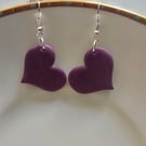 Polymer clay heart earrings on silver plated earhooks