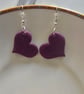 Polymer clay heart earrings on silver plated earhooks