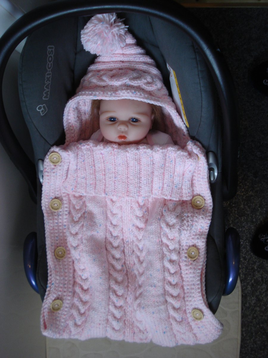 Hand Knitted Baby Sleep Bag, Cocoon Peach Blanket (R534)