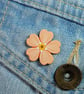 Apricot Forget Me Not Brooch, Handmade Wooden Flower Pin, Remembrance Gift - Image 3