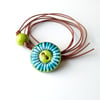 Sunflower Wrap Bracelet in Turquoise and Lime Green