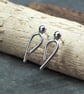 Silver argentium arc stud earrings, handmade recycled silver arc studs - Image 6