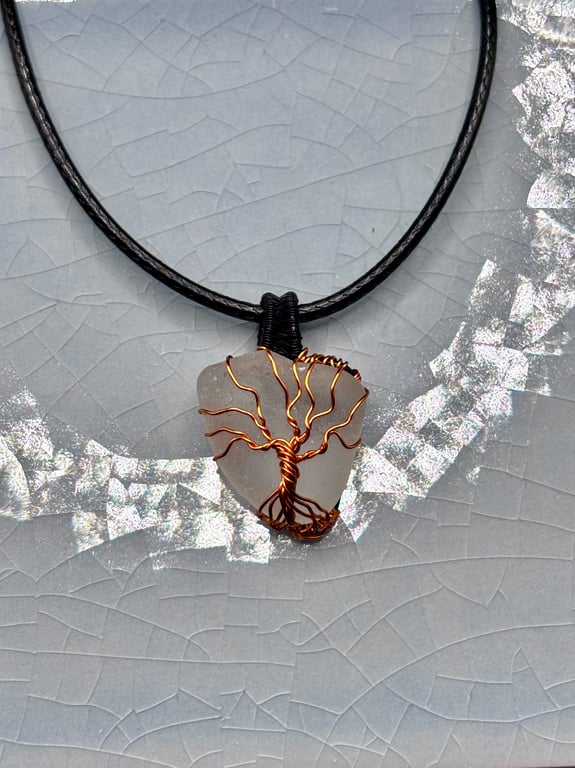 Scottish sea glass Tree of Life Pendant - Made in Scotland - unique handmade