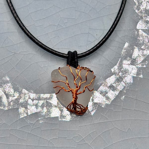 Scottish sea glass Tree of Life Pendant - Made in Scotland - unique handmade
