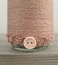 Handmade Taupe Yarn Wrapped Vase - Crochet Trim and Rustic Flower Detail - Image 5