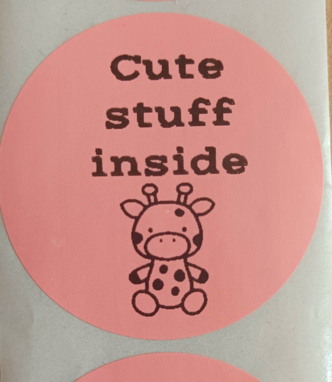 50 'Cute Stuff Inside' Thermal Printed Stickers (CP)