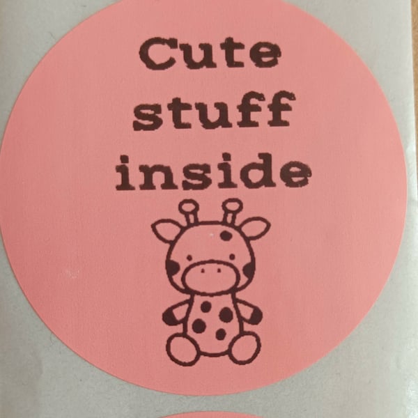 50 'Cute Stuff Inside' Thermal Printed Stickers (CP)