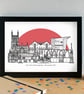 Gloucester Landmarks Skyline Art Print - Image 3