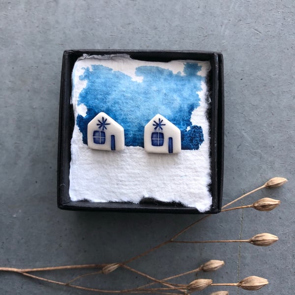 Ceramic House  Earrings