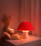 Red Bedside Lamp Ribbed Modern Table Light 3D Printed Accent Lamp