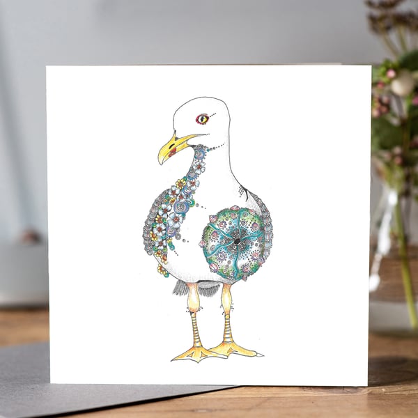 Hold on to your ice cream! Seagull Greeting card 