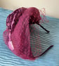 Betty - Raspberry 40s Style Fascinator Hat With Netting - Image 3