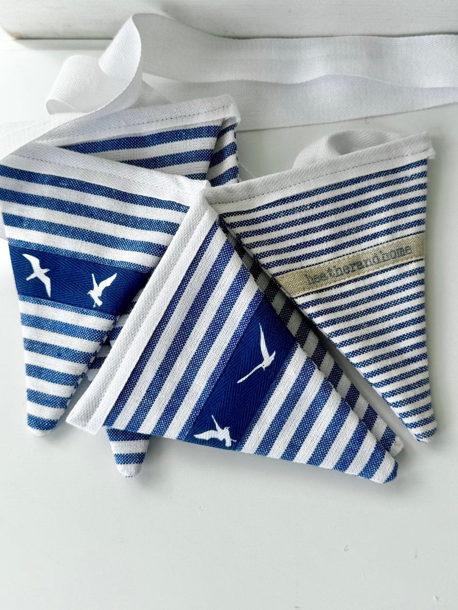 SALE - SEAGULL BUNTING - navy and white stripes, mixed widths