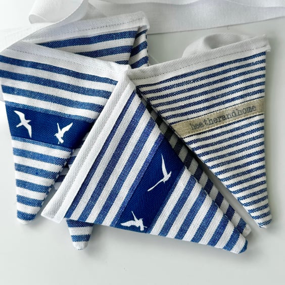 SALE - SEAGULL BUNTING - navy and white stripes, mixed widths