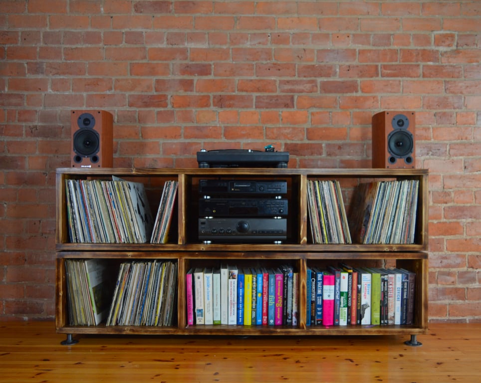 Industrial sideboard with cast iron feet