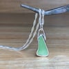 Handmade Fine & Sterling Silver Pendant & Soft Green Welsh Seaglass & Chain