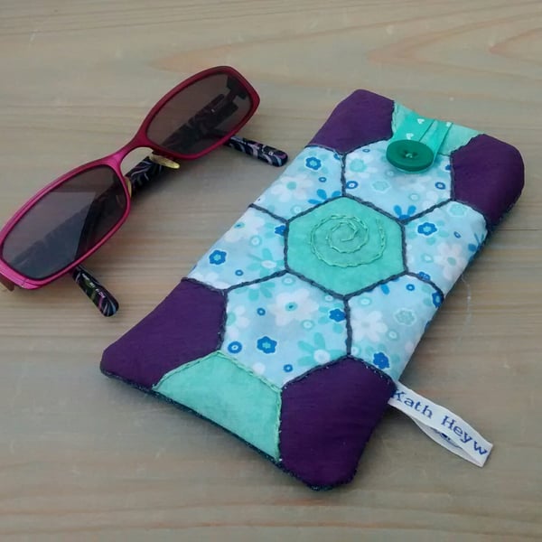 Glasses Case, Hand Stitched Patchwork Design