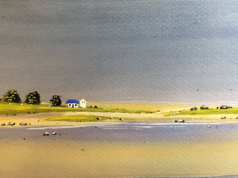 Original Watercolour ‘ White cottage  ‘ by Stephen Allen