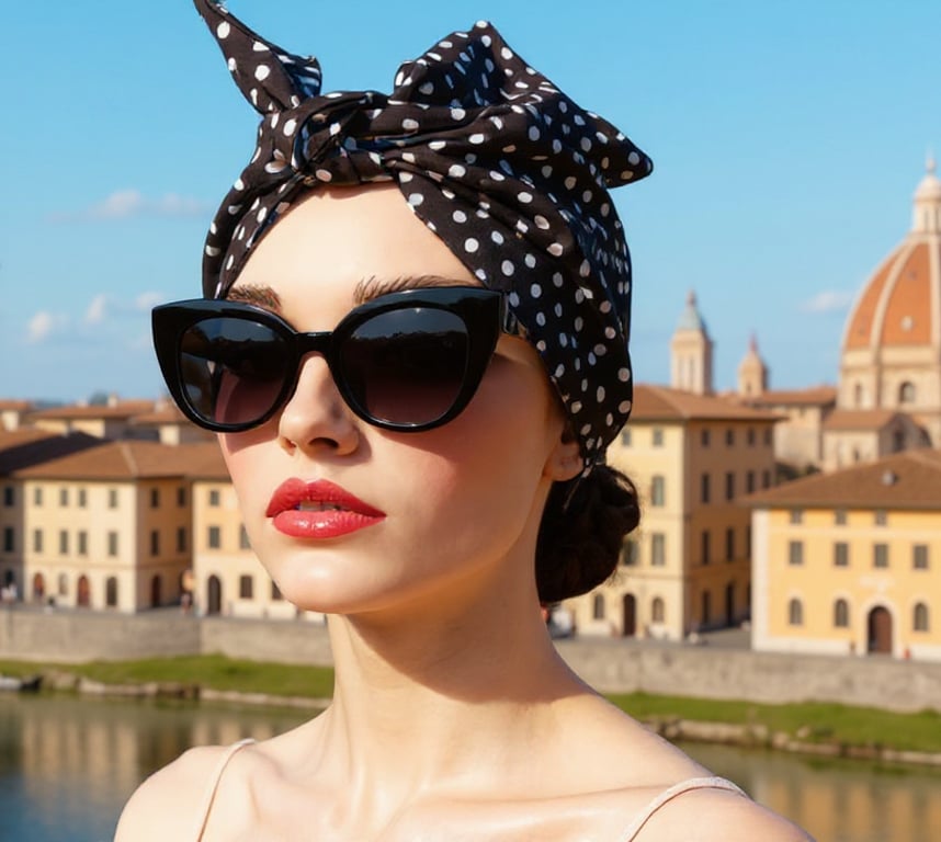 1950s Retro Rockabilly Headscarf Handmade Blac & white Polka dot Print