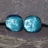 Turquoise Dichroic Glass Earrings on Sterling Silver Studs - 2047