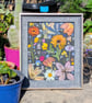 Pressed Flower Collage - 12.2" x 10.2" Grey & Gold Frame 