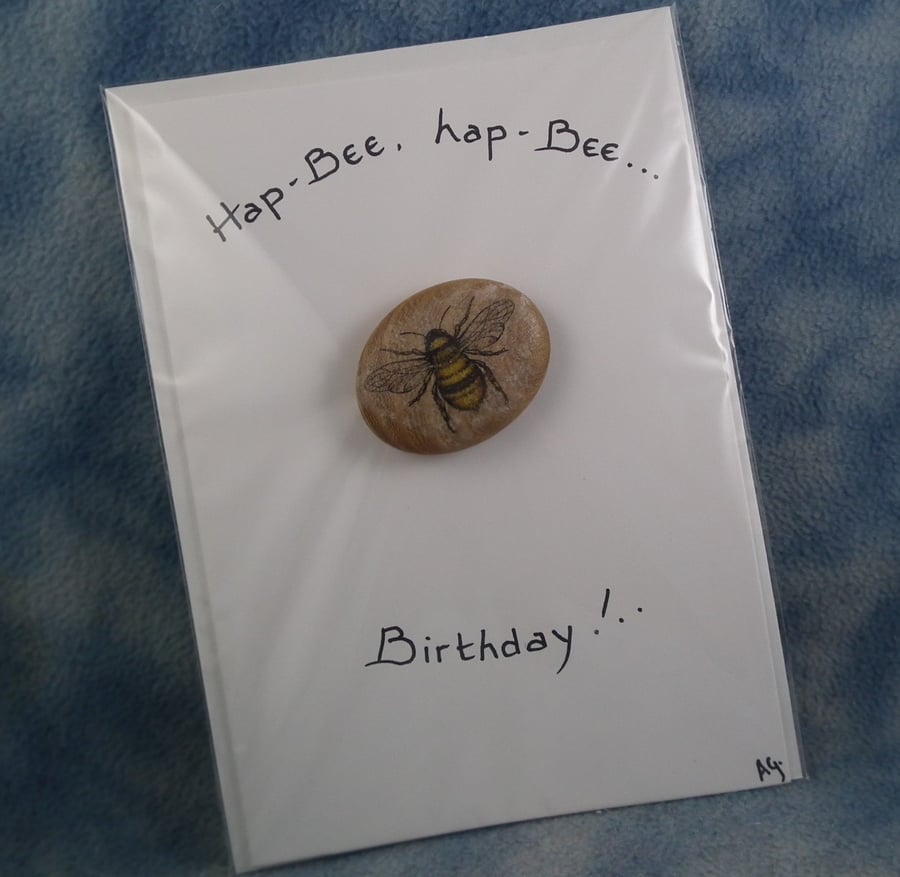 Spring Sale ... Handcrafted bee card by Ann Galvin A5 5"x7"