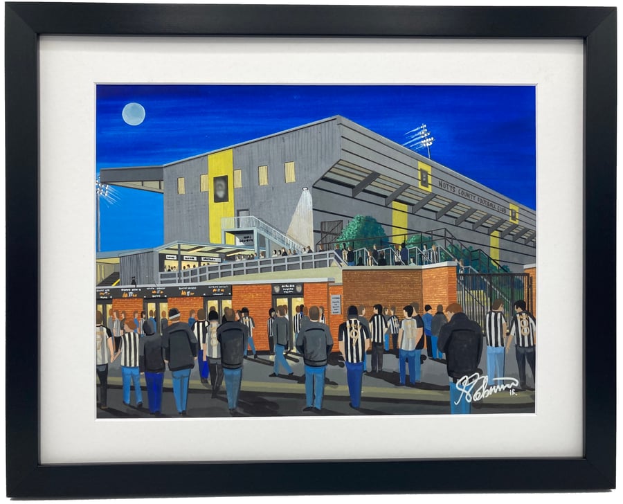 Notts County F.C, Meadow Lane Stadium, High Quality Framed Football Art Print.