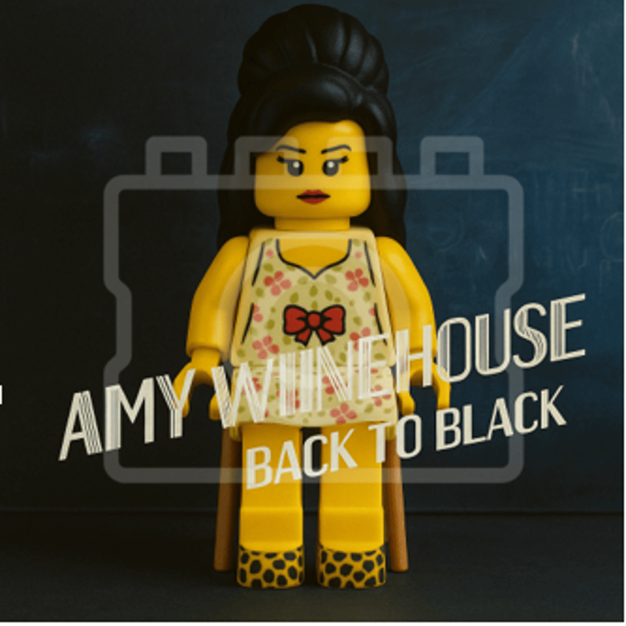 LEGO-Inspired Amy Winehouse "Back to Black" – 5x5" Mounted Print