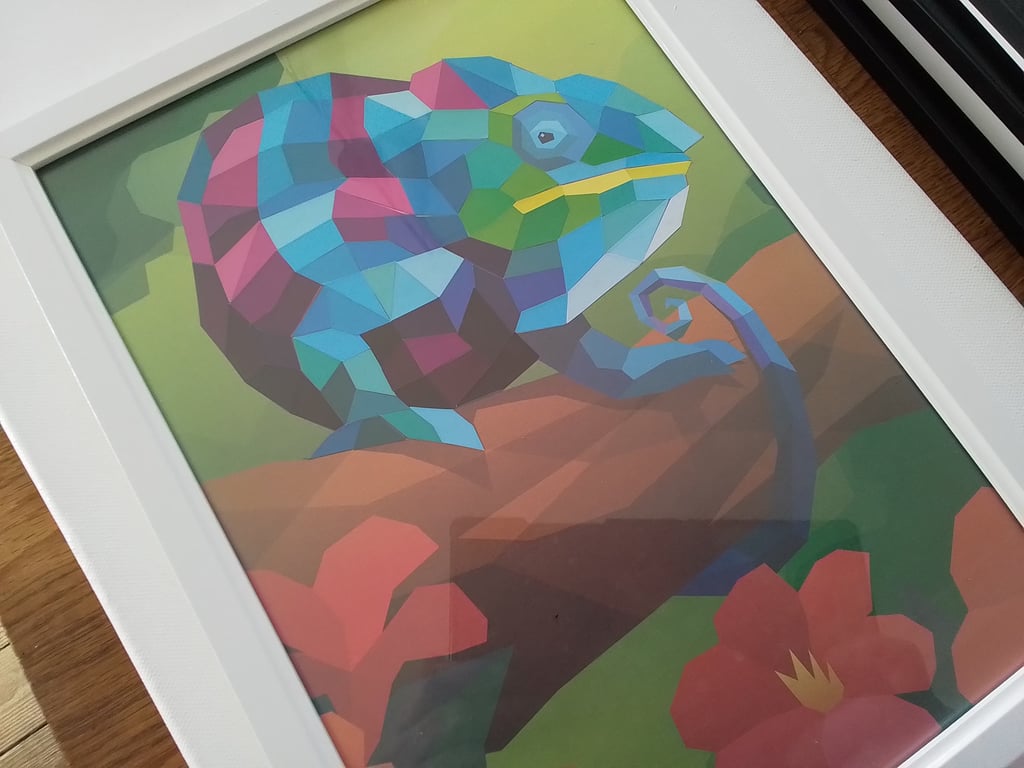 Chameleon papercut mosaic picture. Ref 356