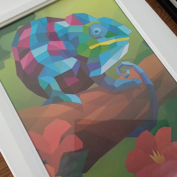 Chameleon papercut mosaic picture. Ref 356