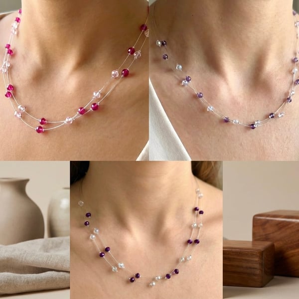 Floating BeadedDouble Strand Necklace