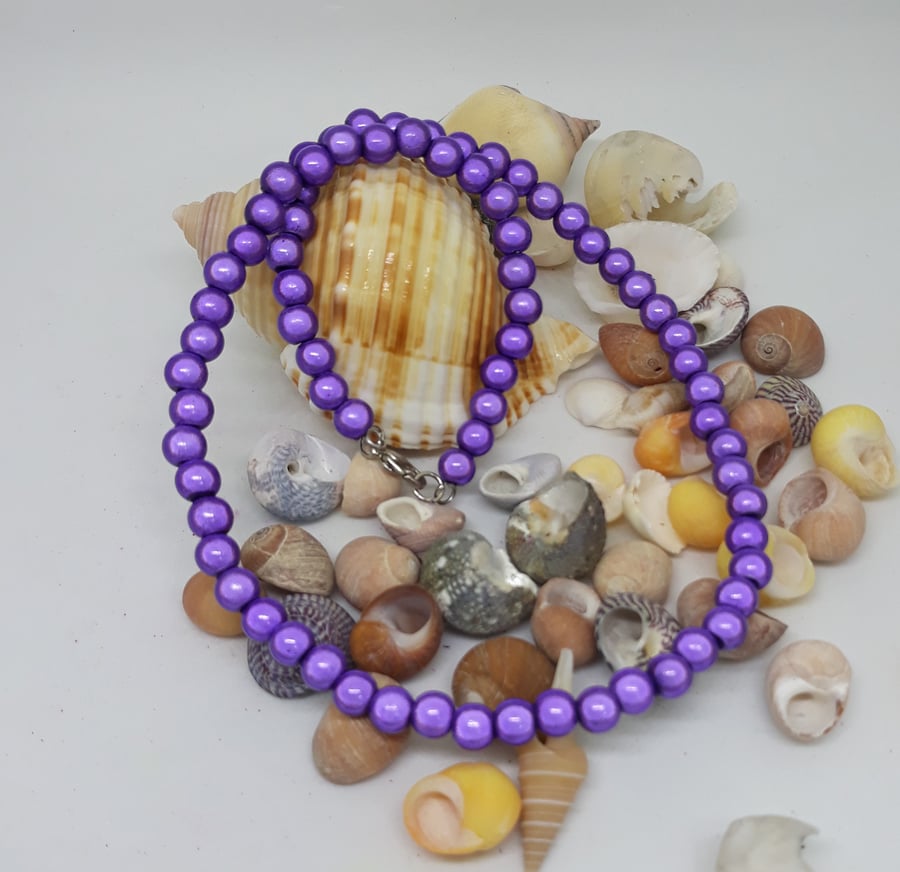 NL27 - Purple miracle bead necklace 16"
