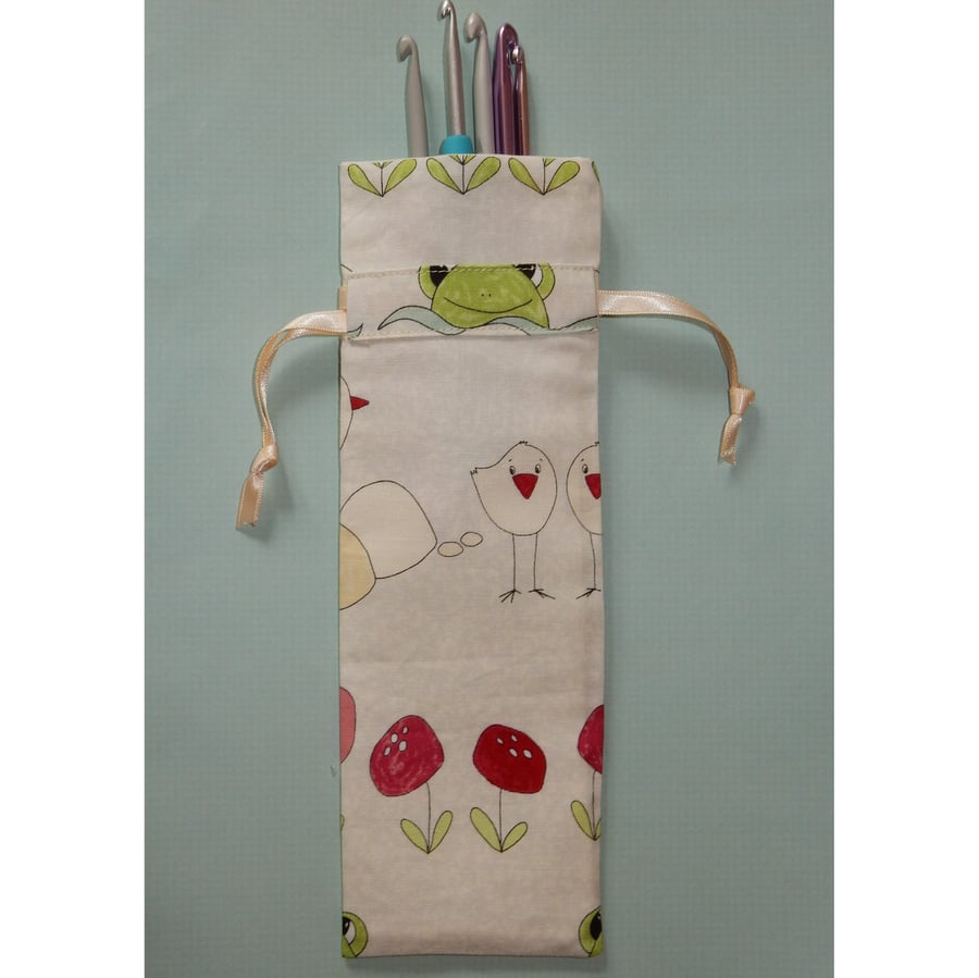 Crochet hook case frogs flowers and chickens Folksy