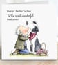 Father's Day Card, whimsical fun personalised card for farmer, man and his dog 
