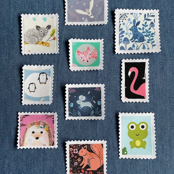 Fabric Postage Stamps - Animal Kingdom