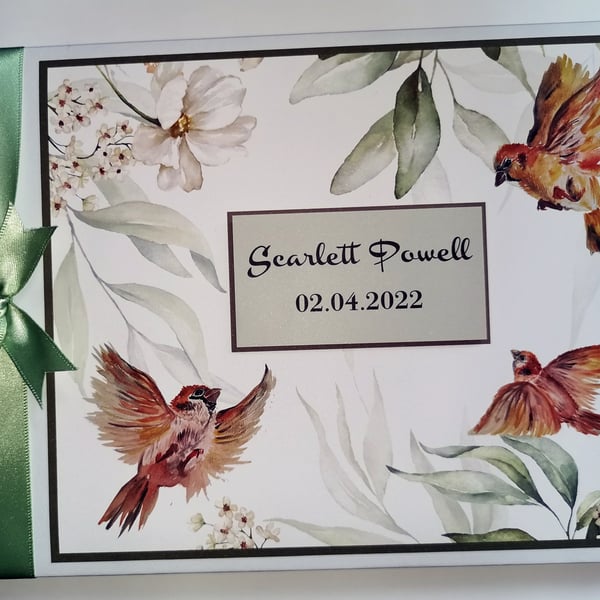 Garden birds birthday guest book, anniversary guest book, gift