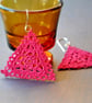Delicate Triangular Lace Earrings in Cerise Pink - Image 4