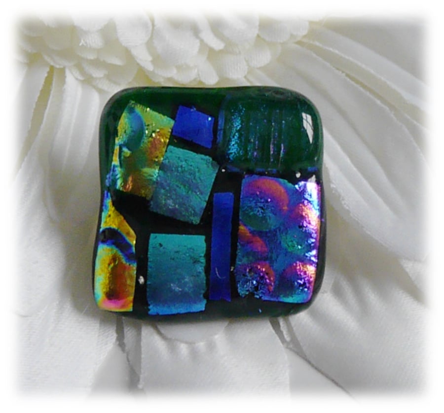 Brooch Dichroic Fused Glass 029 Abstract Handmade