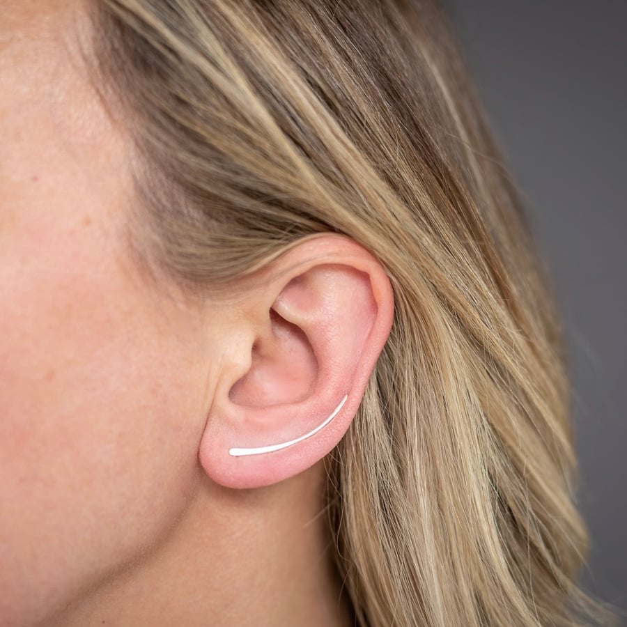Silver ear climbers, ear runners, silver climber earrings