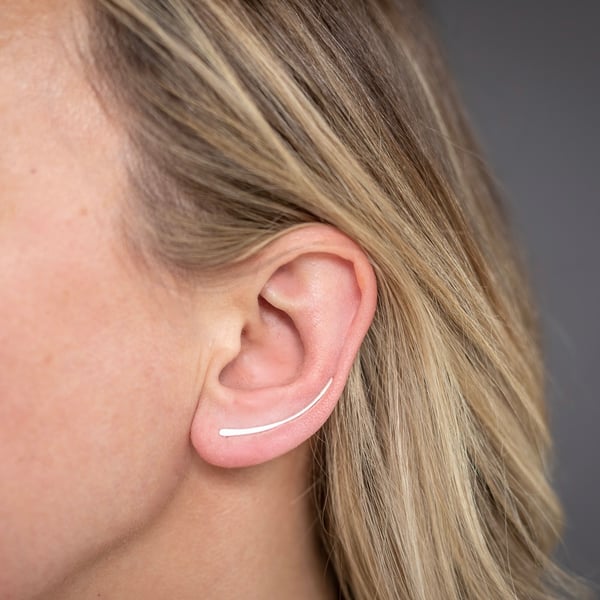 Silver ear climbers, ear runners, silver climber earrings