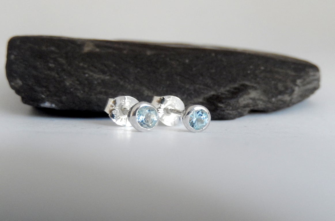 Sterling Silver topaz stud earrings, Handmade WEDDING Jewellery