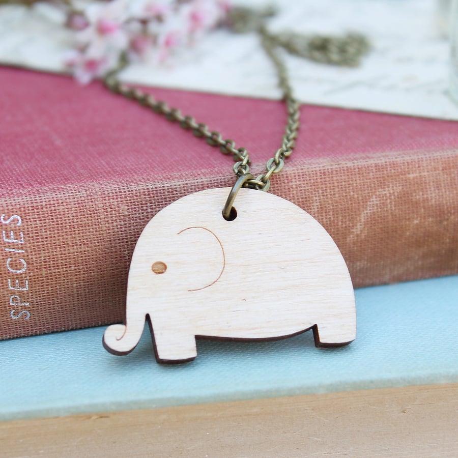 Wooden Elephant Necklace