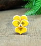 Pansy Brooch, Handmade Yellow Flower Pin, Mountain Pansy, Small Wildflower - Image 1