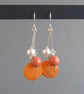 Orange Three Strand Dangle Earrings - Wedding Jewellery or Bridesmaid Gifts  - Image 4