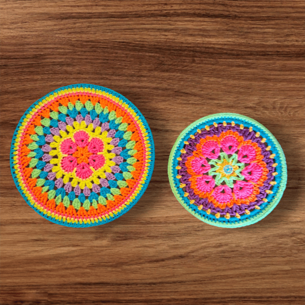 set of 2 crochet mandala wall hangings