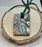 Brightly coloured polymer clay rectangular pendant - Image 2