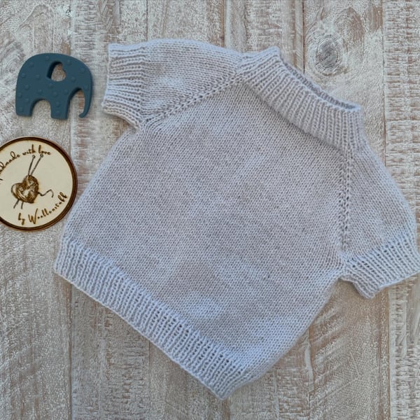Made To Order Handknitted Spring Short Sleeved Baby Jumper 6 sizes. Any colour.